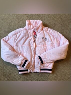 Hello Kitty x Forever 21 Pink Valentine Puffer Jacket Womens Small